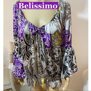 Belissimo, Floral Tunic W/ Smocking Sz 1X